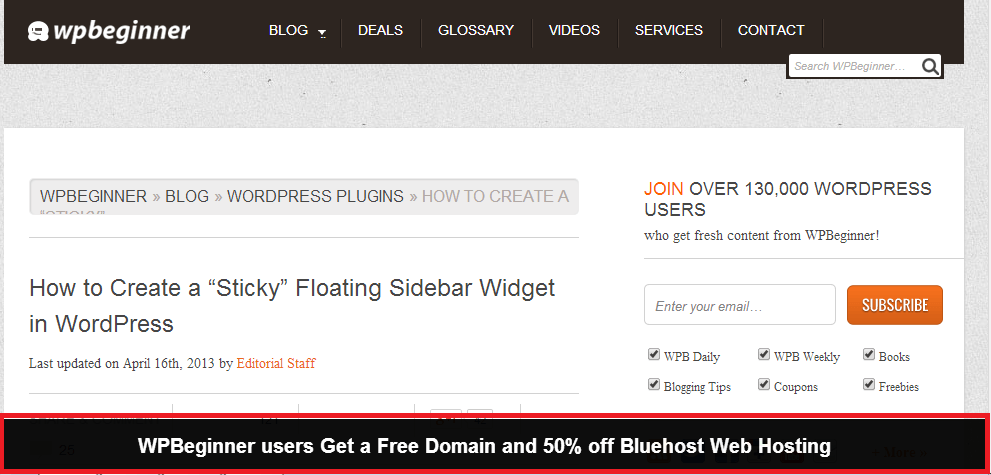 sticky footer