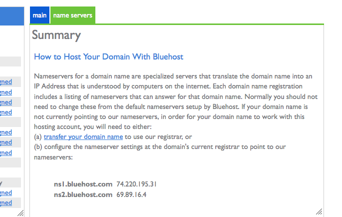 bluehost nameservers