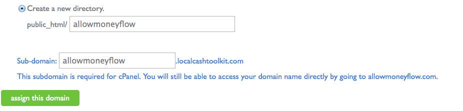 new directory for your domain