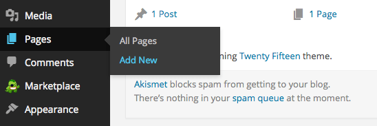 wordpress new pages