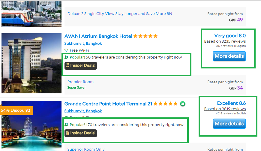 agoda hotel social proof search
