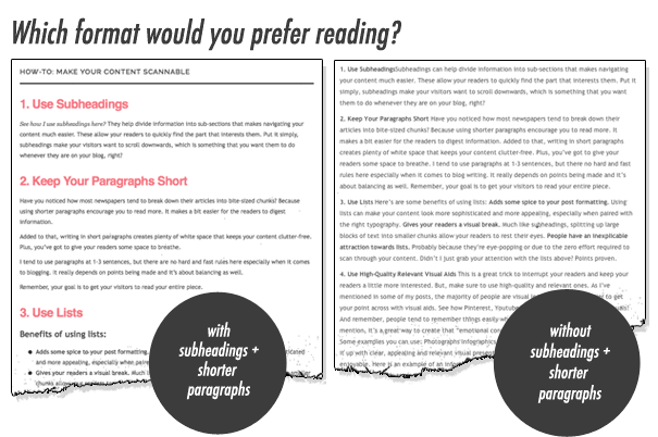 skim scan content short paragraphs and sentences