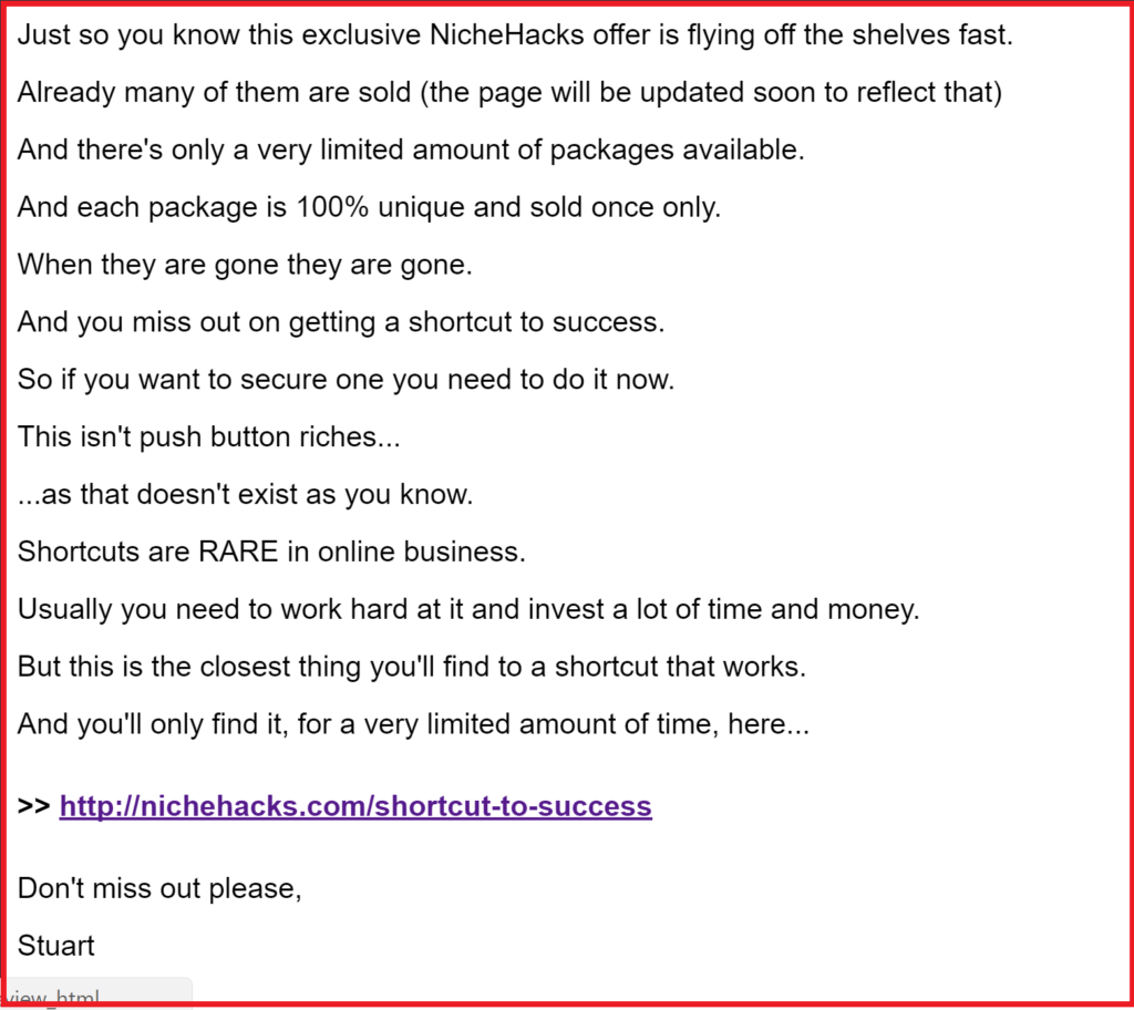 My second email of the promo