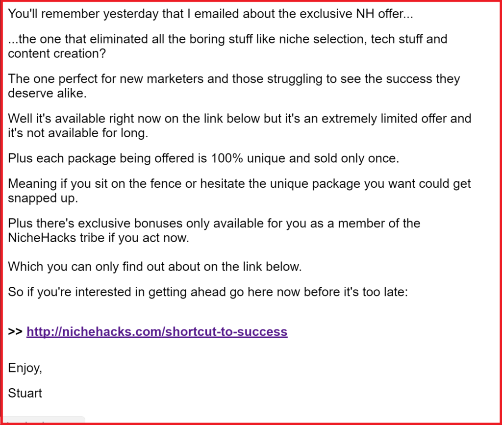 My 'LIVE' promo email