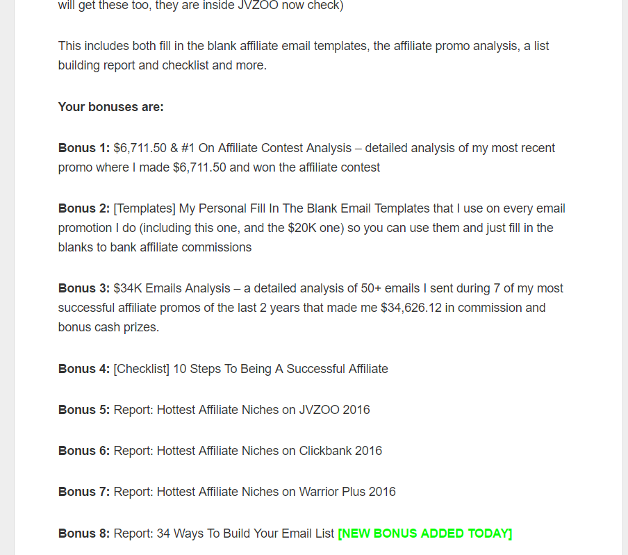Here's the type of bonuses I usually include (this one was used for Commission Black Ops)...