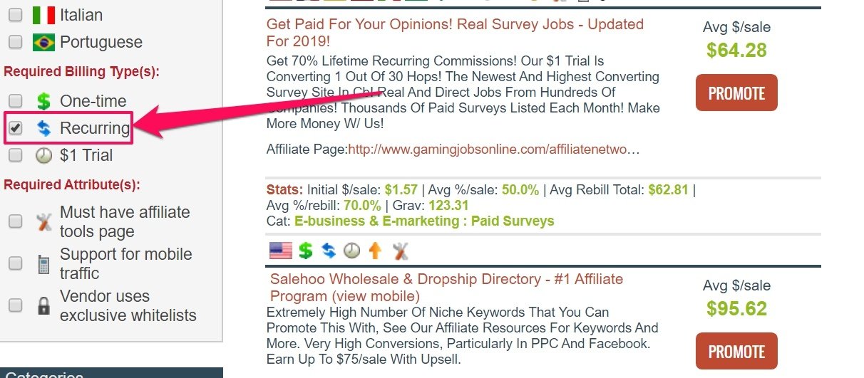clickbank recurring commission