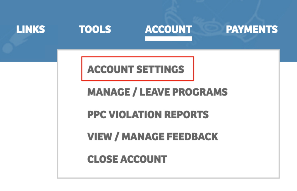 ShareASale account settings