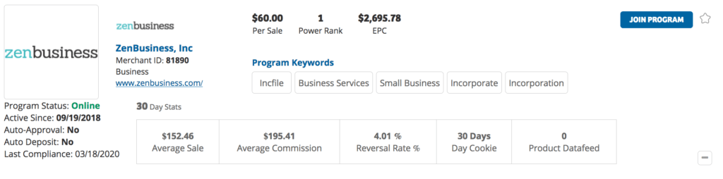 merchant information on ShareASale