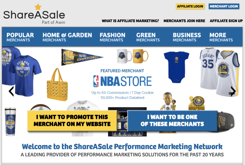 ShareASale homepage