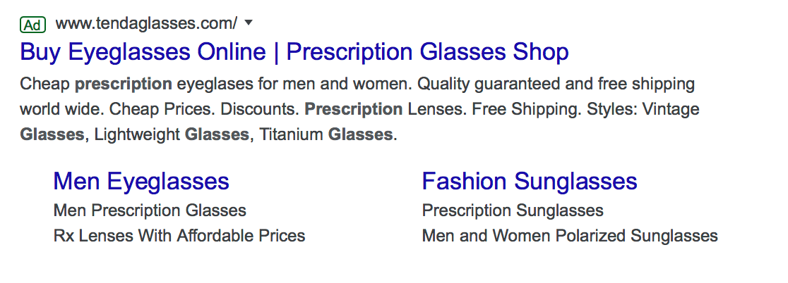 top ad for prescription glasses