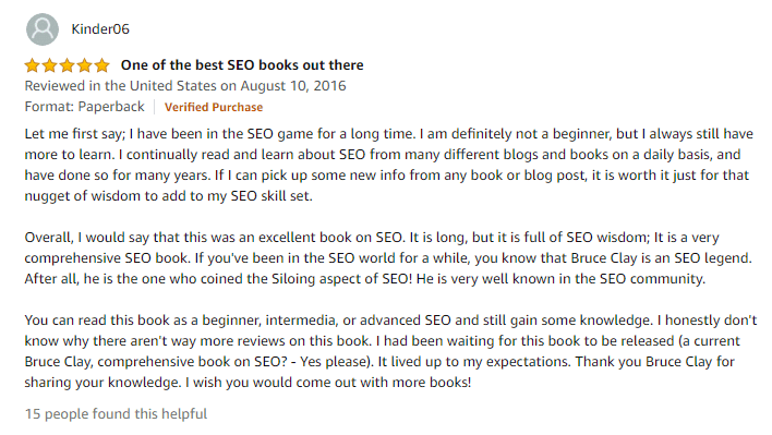 kinder06 testimonial - seo for dummies
