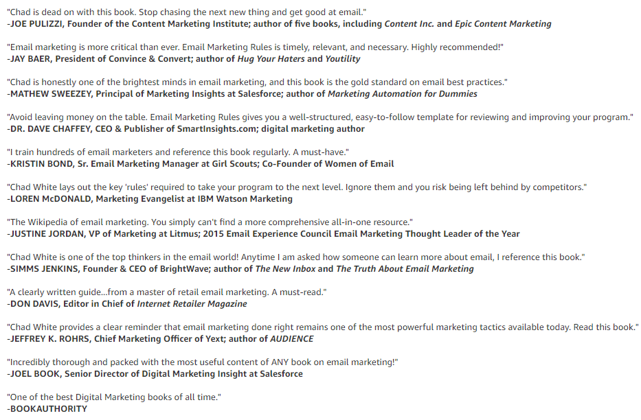 reviews - email marketing rules