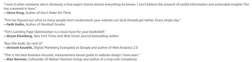 testimonials - Landing Page Optimization