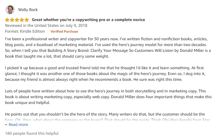wally bock testimonial - building a storybrand
